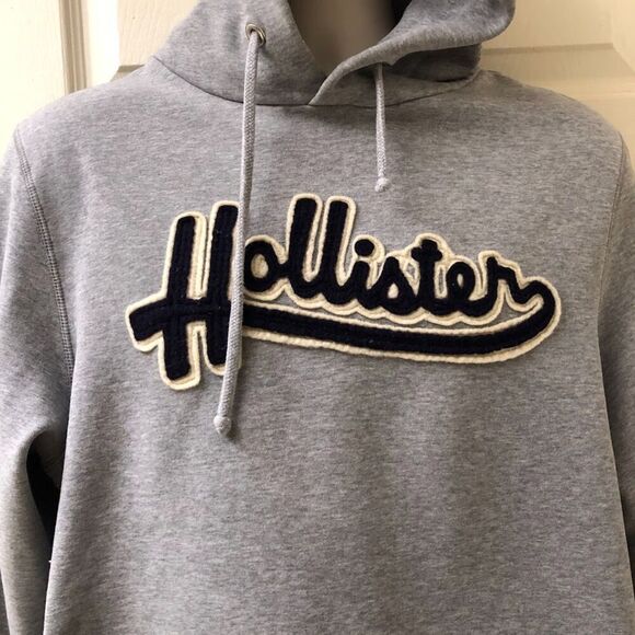Hollister Y2K Men's Gray Pullover Hoodie Large Malibu Preppy Unisex Heavy Duty - Picture 4 of 10